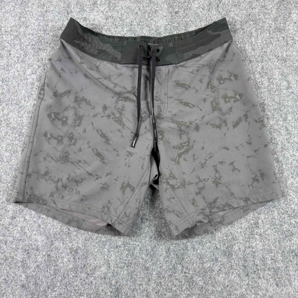 MUNICIPAL Mens Gray Marble Print Sport Utility Shorts‎ Medium Workout Gym